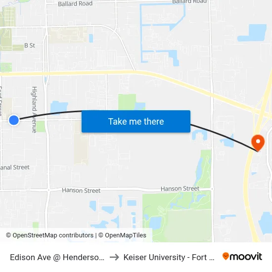 Edison Ave @ Henderson Ave to Keiser University - Fort Myers map
