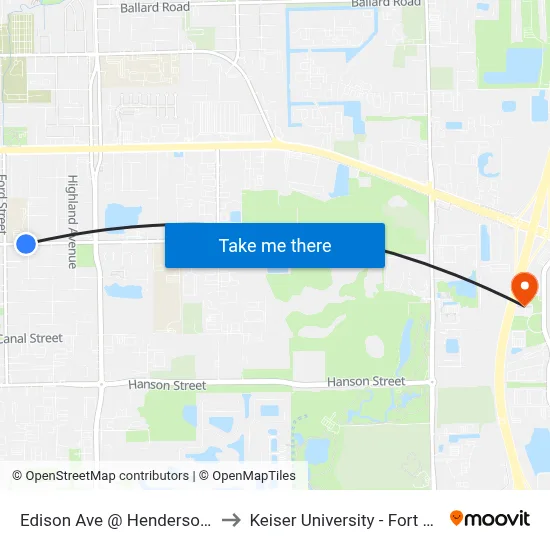 Edison Ave @ Henderson Ave to Keiser University - Fort Myers map