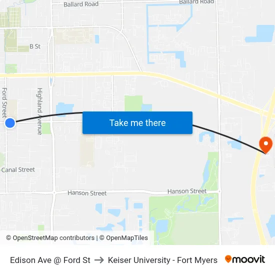Edison Ave @ Ford St to Keiser University - Fort Myers map