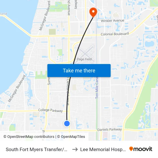 South Fort Myers Transfer/P&R to Lee Memorial Hospital map