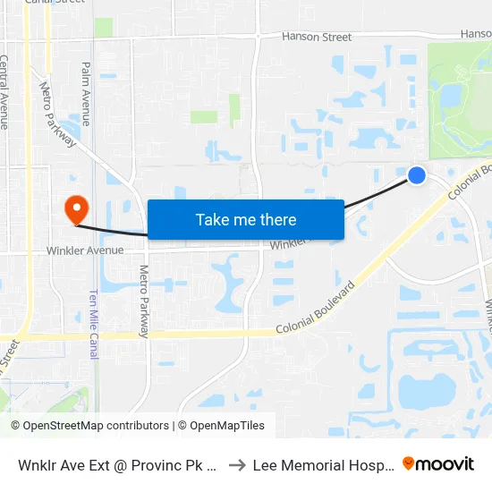 Wnklr Ave Ext @ Provinc Pk Blvd to Lee Memorial Hospital map