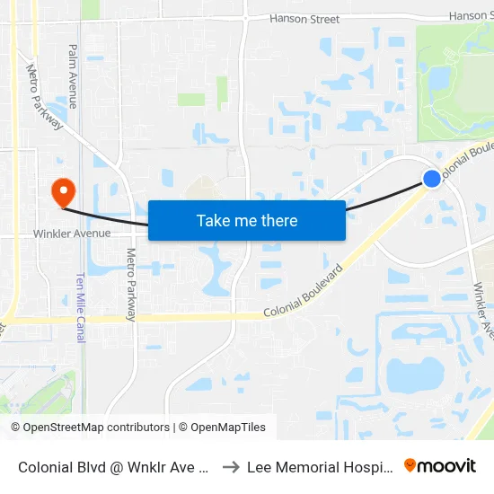 Colonial Blvd @ Wnklr Ave Ext to Lee Memorial Hospital map