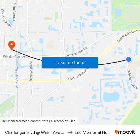 Challenger Blvd @ Wnklr Ave Ext-Wb to Lee Memorial Hospital map