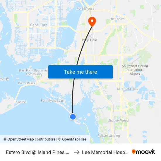 Estero Blvd @ Island Pines Way to Lee Memorial Hospital map