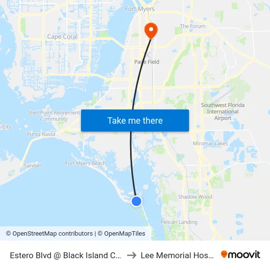 Estero Blvd @ Black Island Condo to Lee Memorial Hospital map