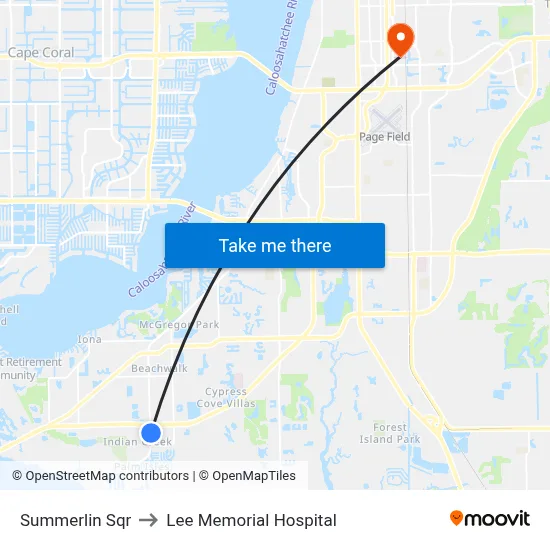 Summerlin Sqr to Lee Memorial Hospital map