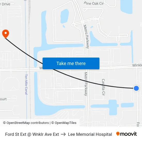 Ford St Ext @ Wnklr Ave Ext to Lee Memorial Hospital map