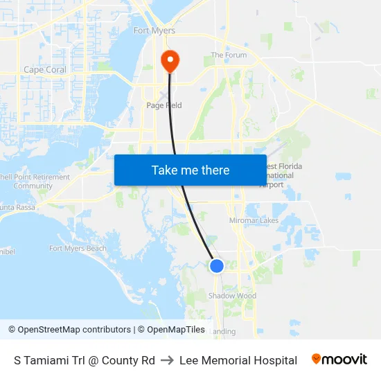 S Tamiami Trl @ County Rd to Lee Memorial Hospital map