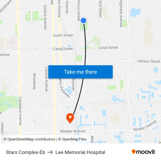 Stars Complex-Eb to Lee Memorial Hospital map