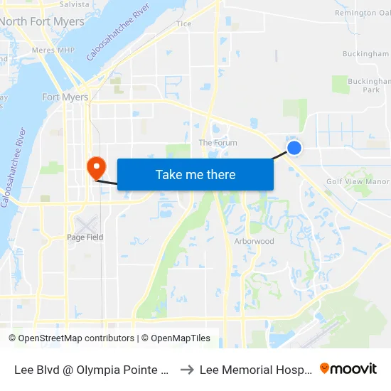 Lee Blvd @ Olympia Pointe Blvd to Lee Memorial Hospital map