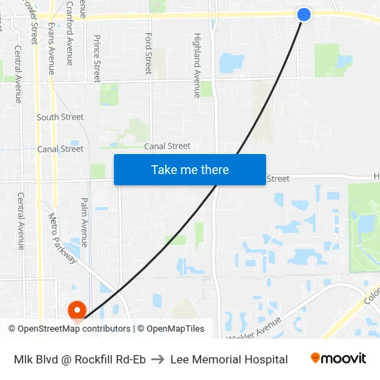 Mlk Blvd @ Rockfill Rd-Eb to Lee Memorial Hospital map