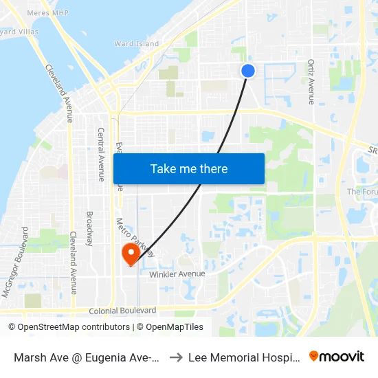 Marsh Ave @ Eugenia Ave-Nb to Lee Memorial Hospital map