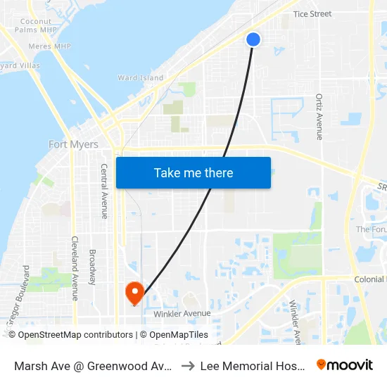 Marsh Ave @ Greenwood Ave-Nb to Lee Memorial Hospital map