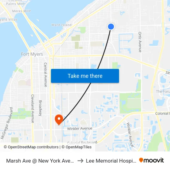 Marsh Ave @ New York Ave-Sb to Lee Memorial Hospital map