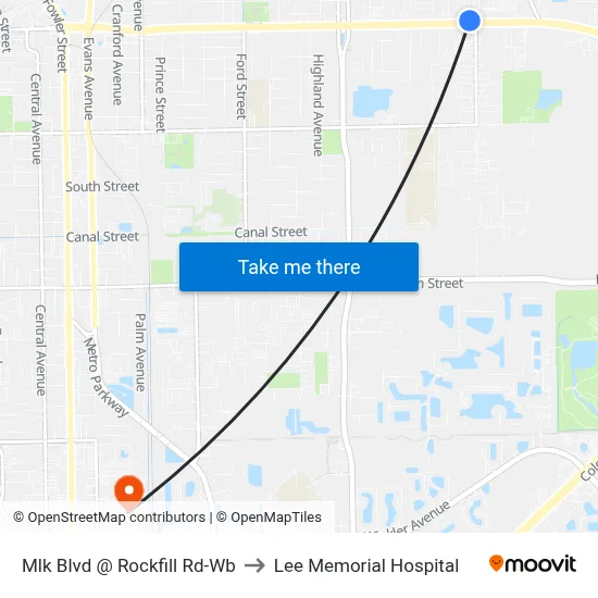 Mlk Blvd @ Rockfill Rd-Wb to Lee Memorial Hospital map