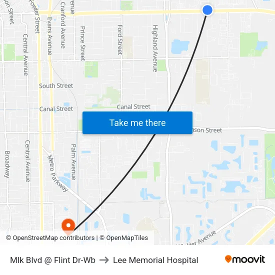 Mlk Blvd @ Flint Dr-Wb to Lee Memorial Hospital map