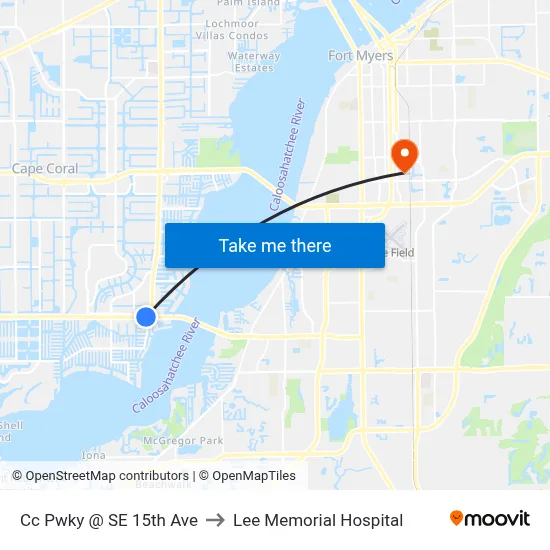 Cc Pwky @ SE 15th Ave to Lee Memorial Hospital map