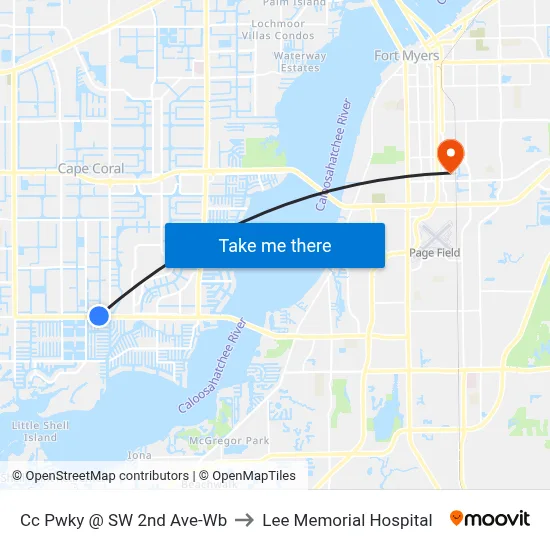 Cc Pwky @ SW 2nd Ave-Wb to Lee Memorial Hospital map
