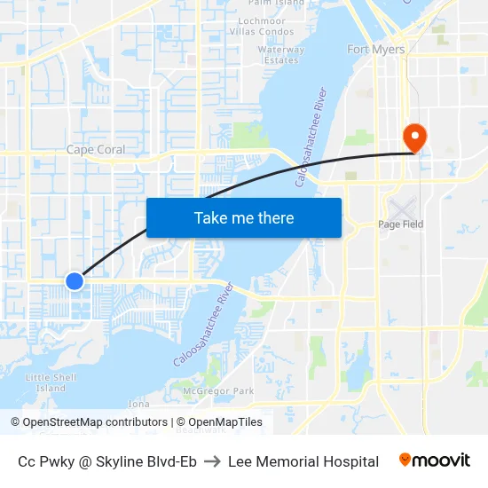 Cc Pwky @ Skyline Blvd-Eb to Lee Memorial Hospital map