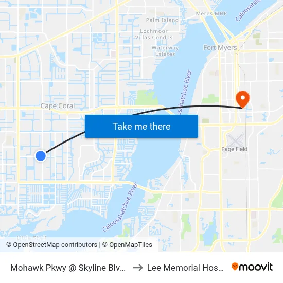 Mohawk Pkwy @ Skyline Blvd-Wb to Lee Memorial Hospital map