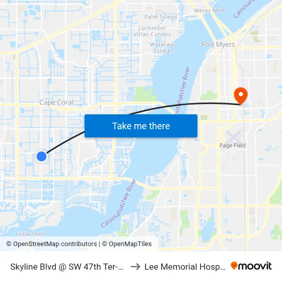 Skyline Blvd @ SW 47th Ter-Nb2 to Lee Memorial Hospital map