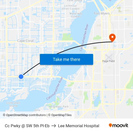 Cc Pwky @ SW 5th Pl-Eb to Lee Memorial Hospital map