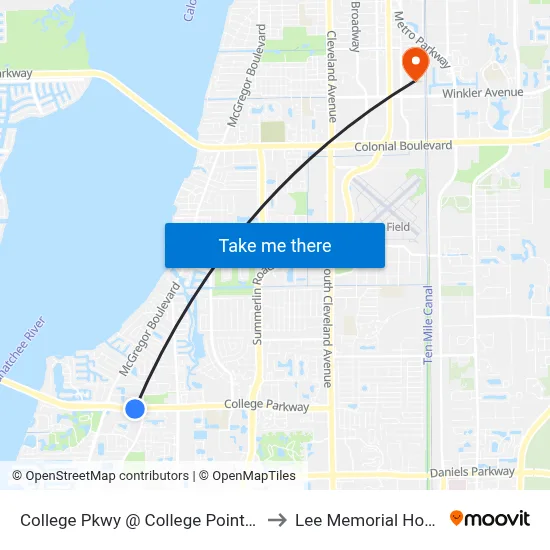 College Pkwy @ College Pointe Ct-Eb to Lee Memorial Hospital map