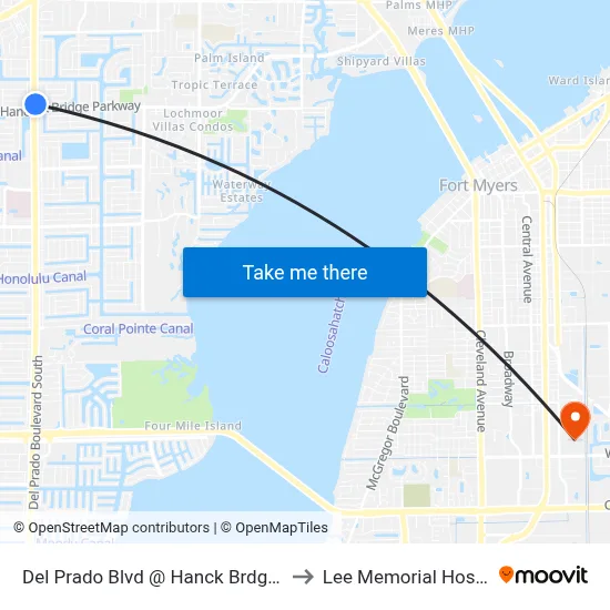 Del Prado Blvd @ Hanck Brdg Pkwy to Lee Memorial Hospital map