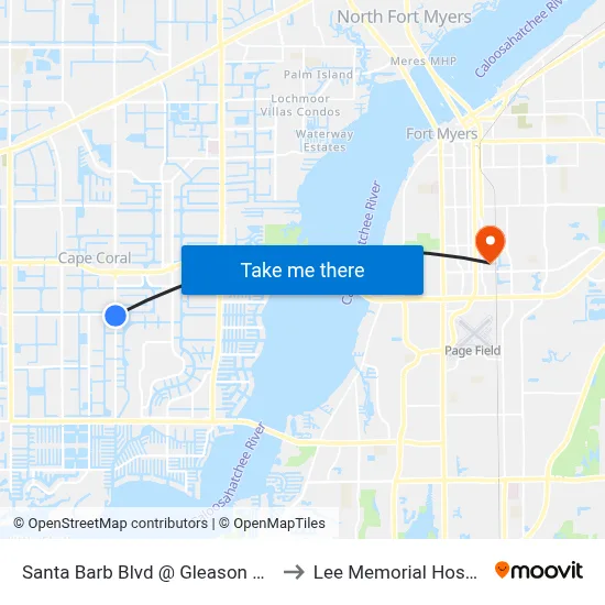 Santa Barb Blvd @ Gleason Pkwy to Lee Memorial Hospital map