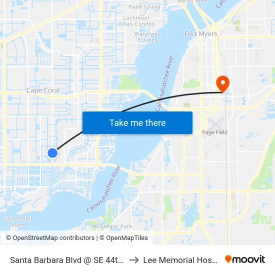 Santa Barbara Blvd @ SE 44th Ter to Lee Memorial Hospital map