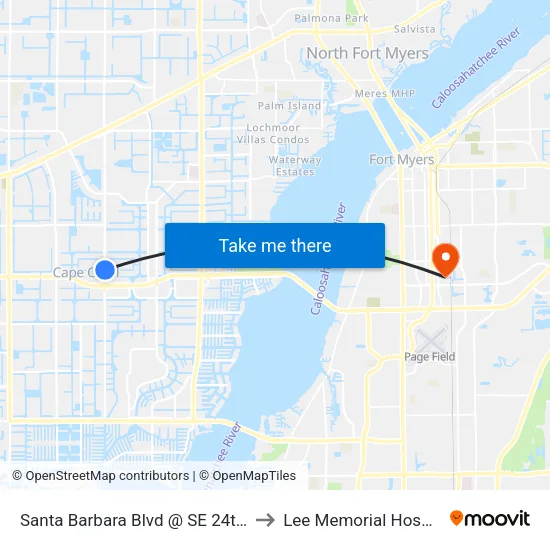 Santa Barbara Blvd @ SE 24th St to Lee Memorial Hospital map