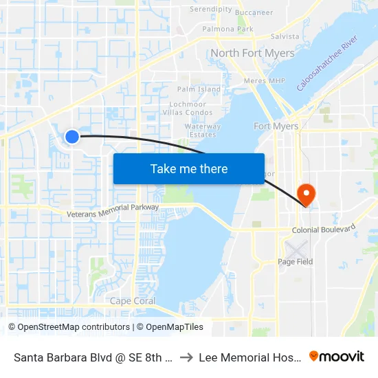 Santa Barbara Blvd @ SE 8th St-Nb to Lee Memorial Hospital map