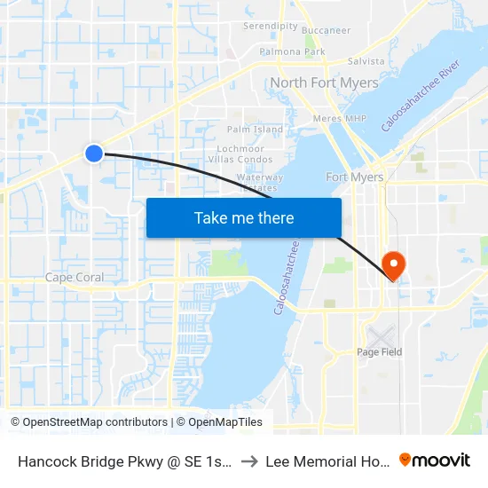 Hancock Bridge Pkwy @ SE 1st Ave-Eb to Lee Memorial Hospital map