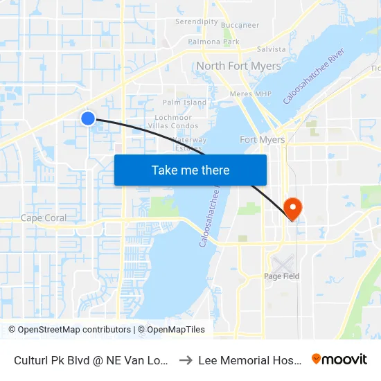 Culturl Pk Blvd @ NE Van Loon Ln to Lee Memorial Hospital map