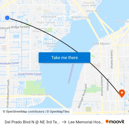 Del Prado Blvd N @ NE 3rd Ter-Sb 1 to Lee Memorial Hospital map