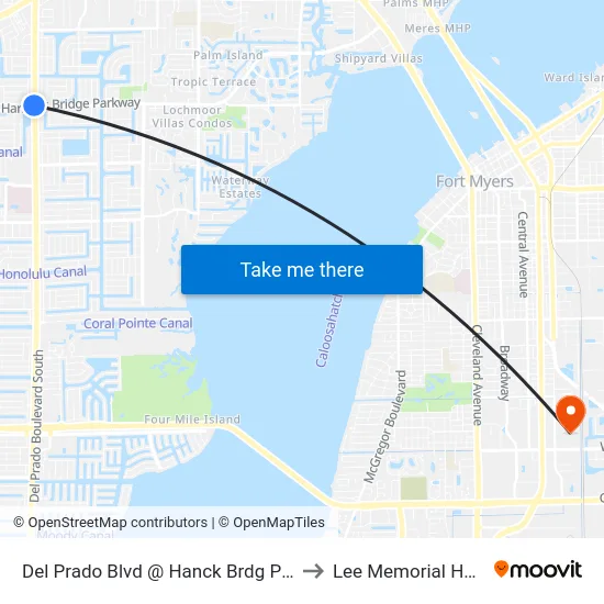 Del Prado Blvd @ Hanck Brdg Pkwy-Sb 2 to Lee Memorial Hospital map