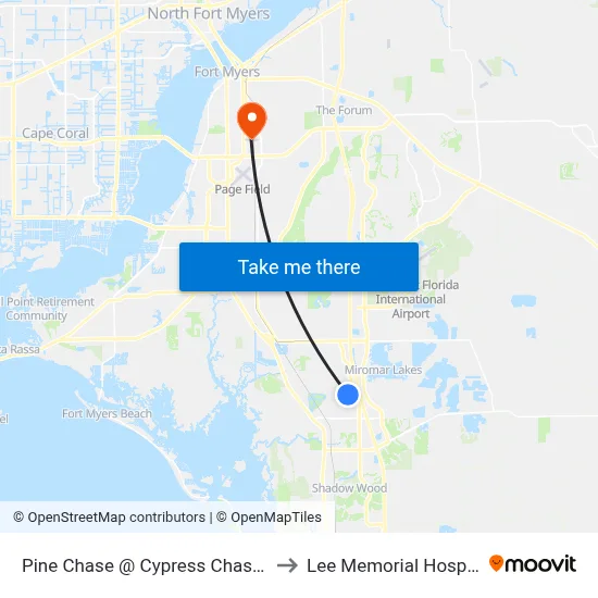 Pine Chase @ Cypress Chase Ct to Lee Memorial Hospital map