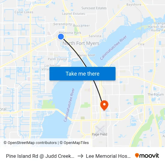 Pine Island Rd @ Judd Creek Blvd to Lee Memorial Hospital map