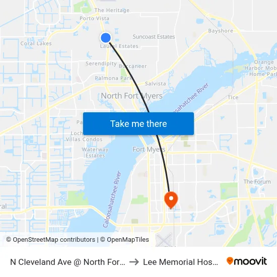 N Cleveland Ave @ North Fork Dr to Lee Memorial Hospital map