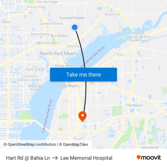 Hart Rd @ Bahia Ln to Lee Memorial Hospital map