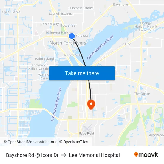 Bayshore Rd @ Ixora Dr to Lee Memorial Hospital map