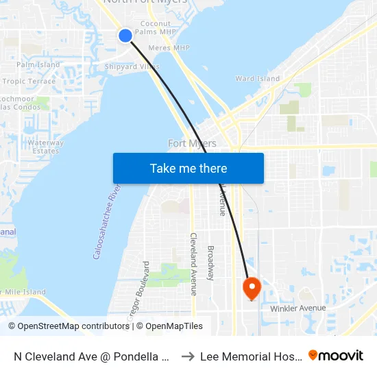N Cleveland Ave @ Pondella Rd-Sb2 to Lee Memorial Hospital map