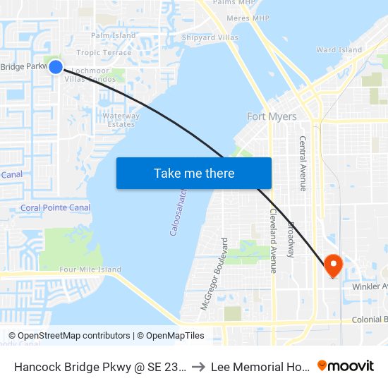 Hancock Bridge Pkwy @ SE 23rd Pl-Eb to Lee Memorial Hospital map