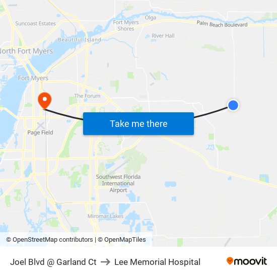 Joel Blvd @ Garland Ct to Lee Memorial Hospital map