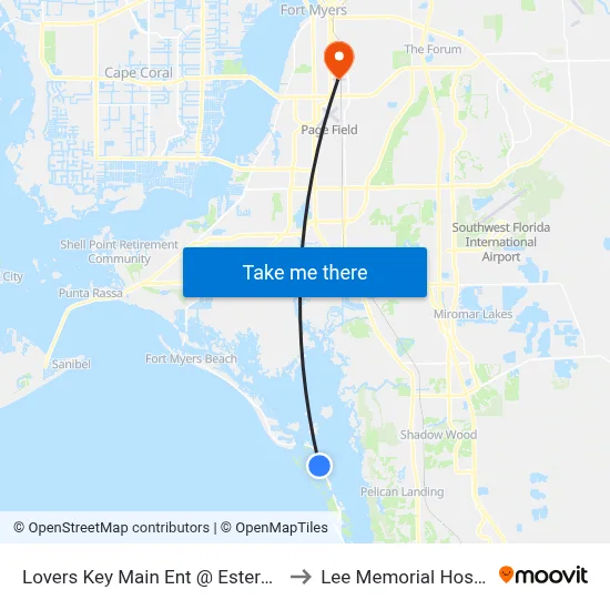 Lovers Key Main Ent @ Estero Blvd to Lee Memorial Hospital map