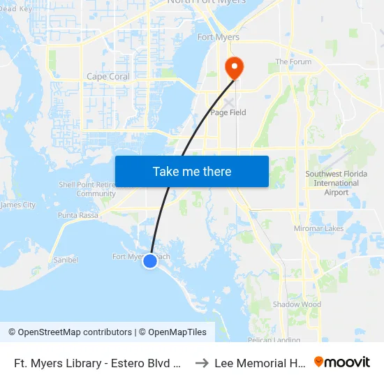 Ft. Myers Library - Estero Blvd @ School St to Lee Memorial Hospital map