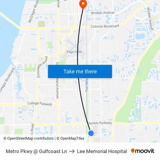 Metro Pkwy @ Gulfcoast Ln to Lee Memorial Hospital map