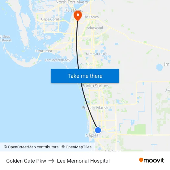 Golden Gate Pkw to Lee Memorial Hospital map