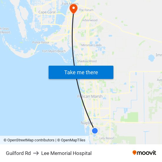 Guilford Rd to Lee Memorial Hospital map