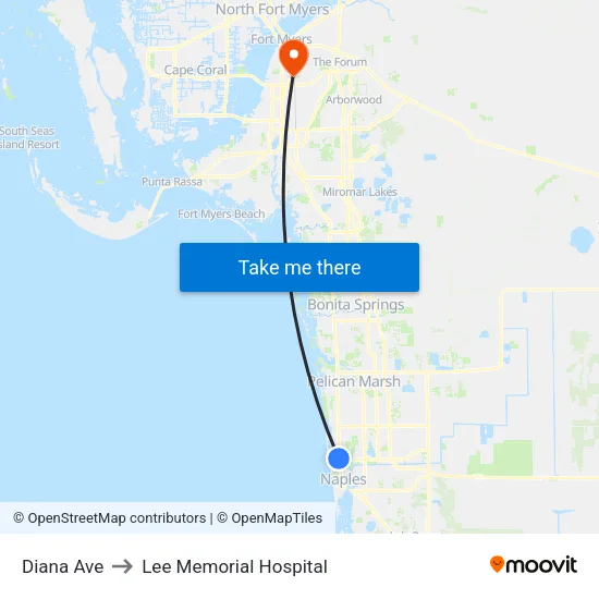 Diana Ave to Lee Memorial Hospital map